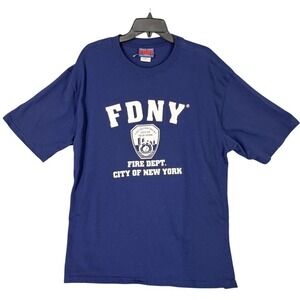 Torkia International FDNY Fire Dept City Of New York Graphic Shirt Navy‎ XL Mens